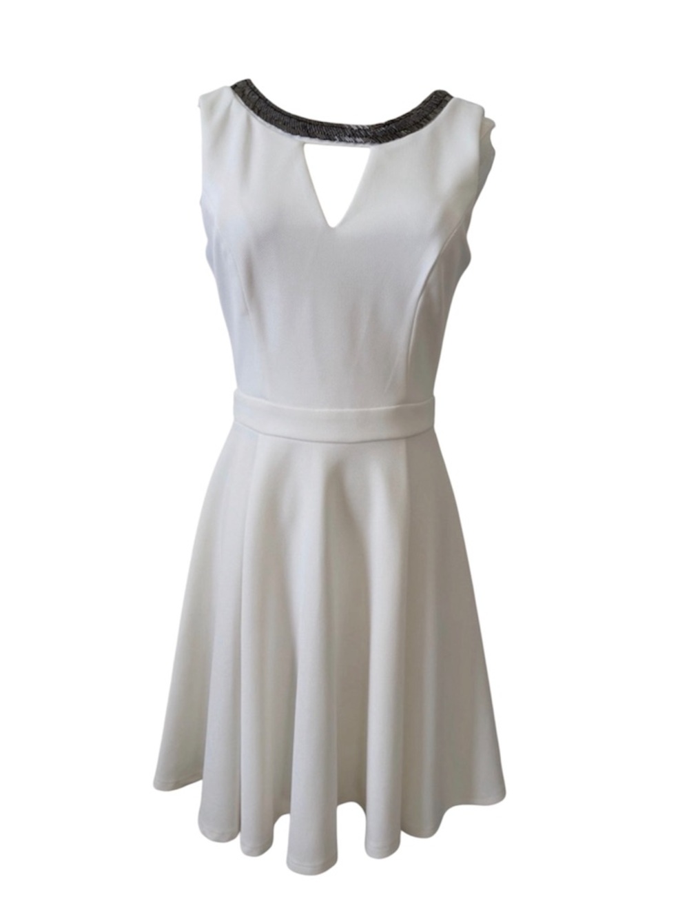 XOXO Juniors White /Bone Sleeveless Mini Dress with Beaded Collar Size M